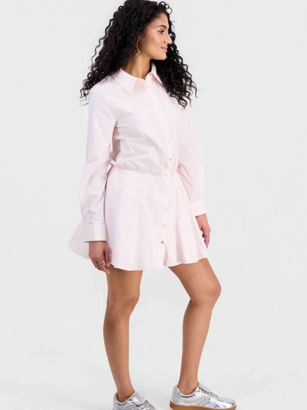 New 14th Place ' Striped Rhinestone Shirtdress - Picture 3 of 11